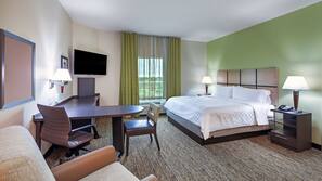Desk, blackout drapes, iron/ironing board, free WiFi