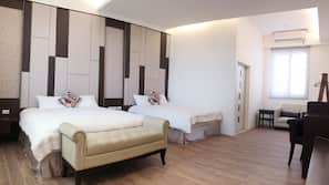 Premium bedding, desk, blackout drapes, iron/ironing board