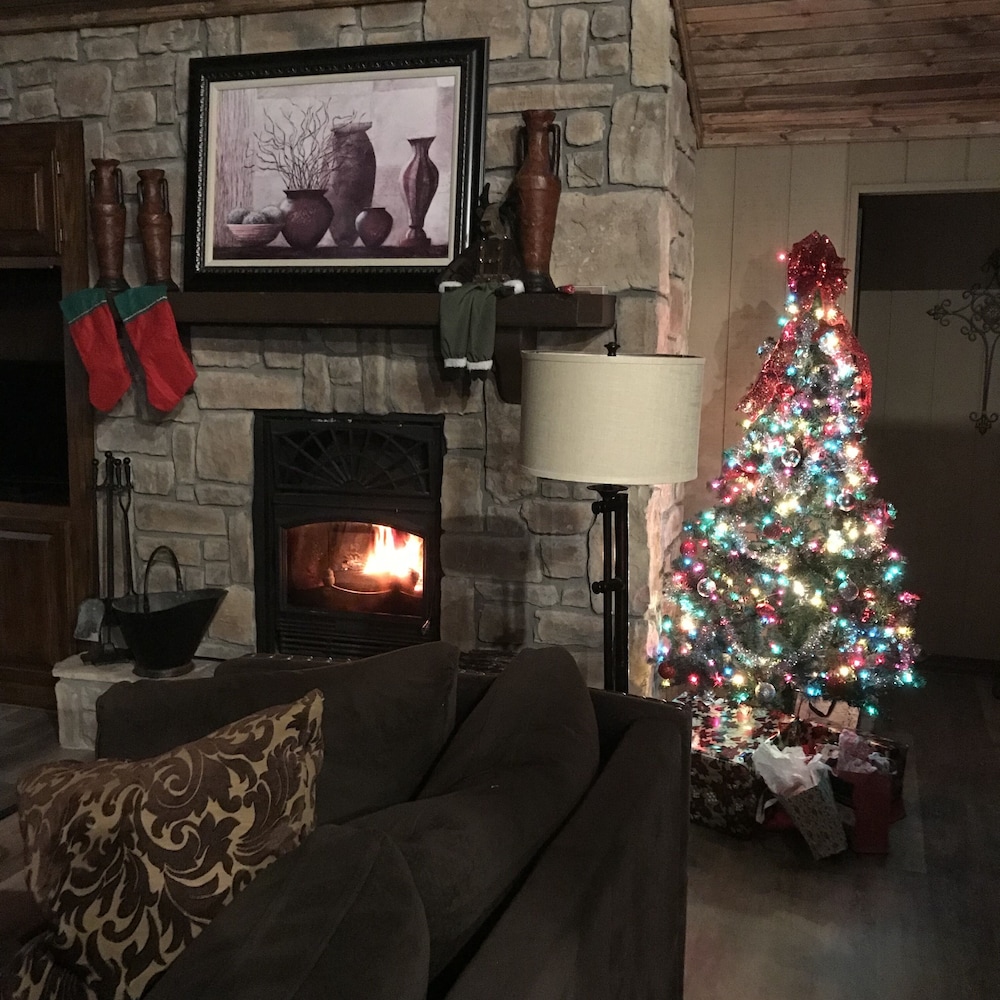 Living room, Spectacular 180° Views from Lakefront Beaver Point Lodge on Stunning Beaver Lake