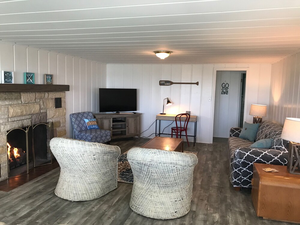 Updated Cottage with Large Deck & Private Lakefront on Caseville's Sand