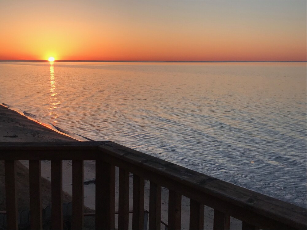 Updated Cottage with Large Deck & Private Lakefront on Caseville's Sand