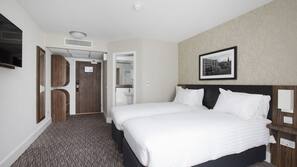 Desk, blackout curtains, free cots/infant beds, free WiFi
