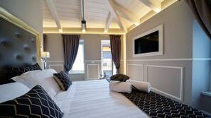 Down comforters, memory foam beds, in-room safe, desk