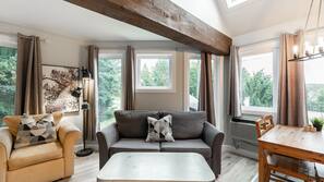 Flat-screen TV, fireplace, DVD player