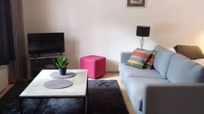 Een flatscreentelevisie
