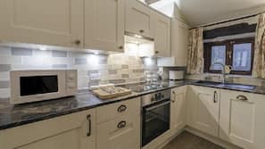 Fridge, microwave, oven, hob