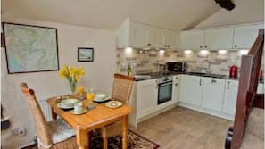 Fridge, microwave, oven, hob