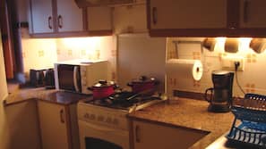 Frigorífico grande, microondas, horno y placa de cocina