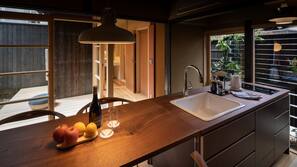 Fridge, electric kettle