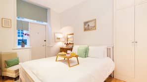 2 bedrooms, desk, laptop workspace, iron/ironing board