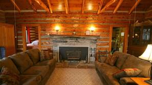 TV, fireplace, DVD player, books