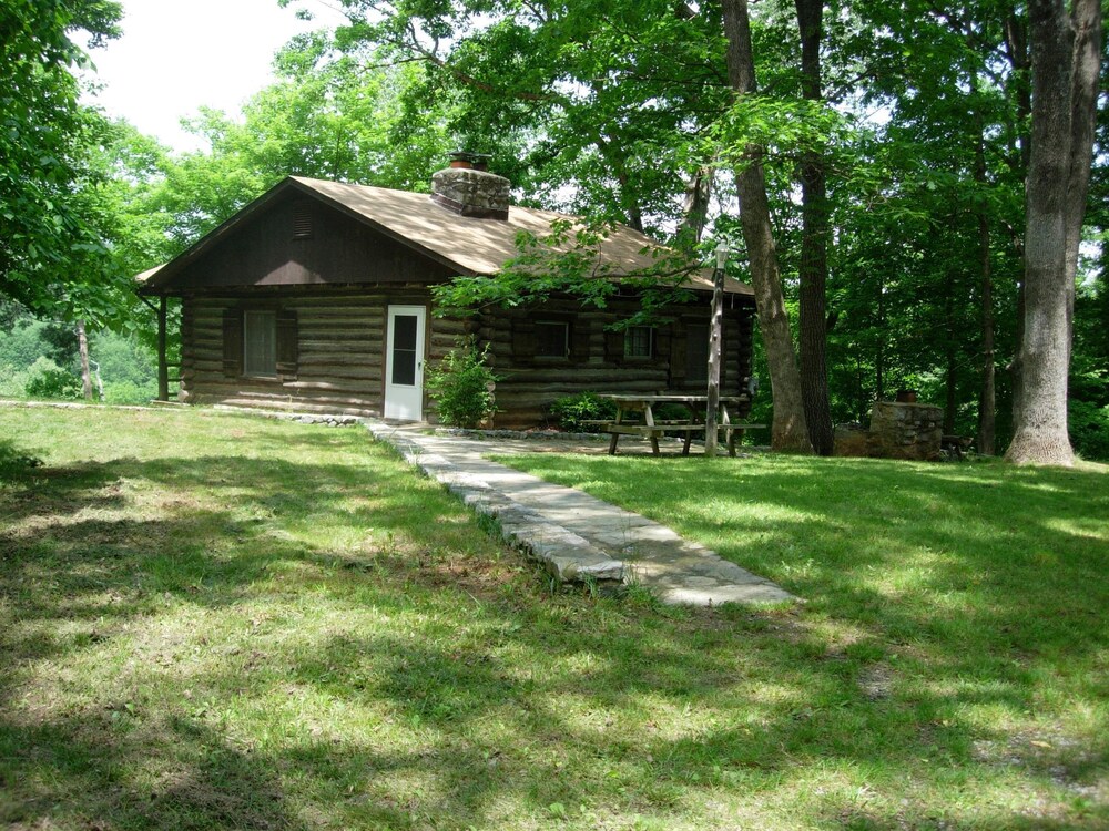 Terrace/patio, Log Cabin with a spectacular view of the Shenandoah River and the Massanutten Mo