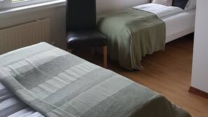 Blackout drapes, iron/ironing board, free WiFi, linens