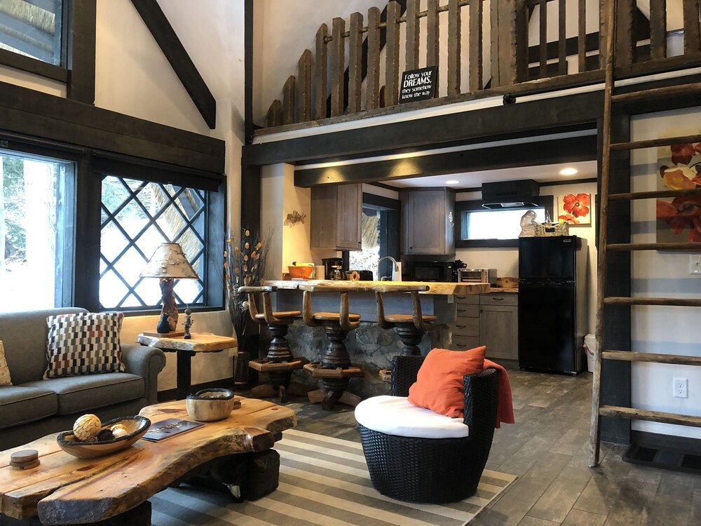 Reimagined Charlevoix Michigan Mushroom House, a thatched romantic