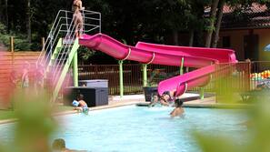 Seasonal outdoor pool, open 10:00 AM to 8:00 PM, pool umbrellas