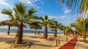 Ubicación a pie de playa, sombrillas y vóley playa