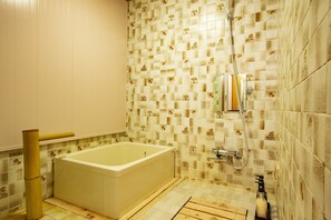 1F Japanese Style Room 73sqm with Outdoor bath, Adult Only | Bathroom | Separate tub and shower, free toiletries, hair dryer, bathrobes
