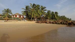 Plage, chaises longues
