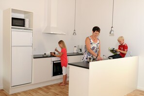 Private kitchen | Full-size fridge, microwave, oven, stovetop