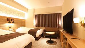 Desk, blackout curtains, soundproofing, iron/ironing board