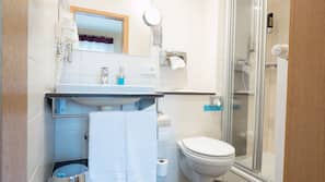 Shower, free toiletries, hair dryer
