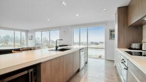 Full-sized fridge, microwave, oven, hob