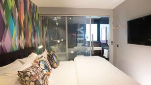 1 bedroom, desk, blackout curtains, iron/ironing board