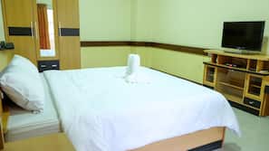 Premium bedding, blackout drapes, soundproofing, free WiFi
