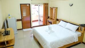 Premium bedding, blackout drapes, soundproofing, free WiFi