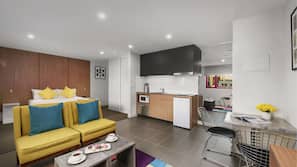 Flat-screen TV, DVD player, books