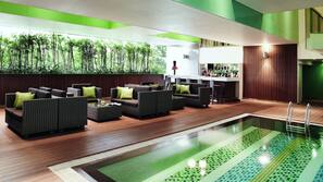 Outdoor pool, pool loungers