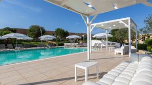 Piscina all'aperto, lettini