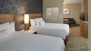 Pillowtop beds, desk, laptop workspace, blackout drapes