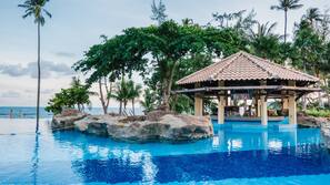 2 outdoor pools, open 8:00 AM to 6:00 PM, pool umbrellas, sun loungers