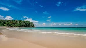 Private beach nearby, white sand, beach towels, beach massages