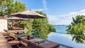 Outdoor pool, pool umbrellas