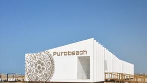 Plage, navette gratuite vers la plage, chaises longues, bar de plage