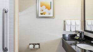 Combined shower/tub, hair dryer