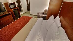 Pillowtop beds, desk, laptop workspace, iron/ironing board