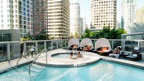 Outdoor pool, pool loungers
