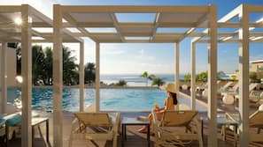 Outdoor pool, pool loungers