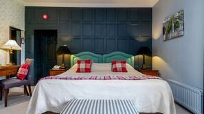 Minibar, desk, rollaway beds, linens