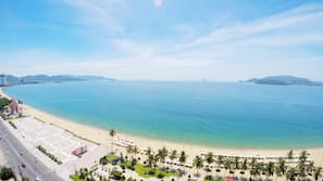 Beach nearby, white sand, sun-loungers, beach umbrellas