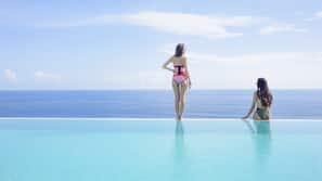 Outdoor pool, pool loungers