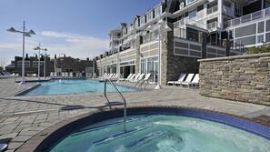 Indoor pool, 2 outdoor pools, open 6 AM to 11 PM, pool umbrellas