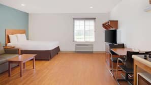 Desk, iron/ironing board, free WiFi, alarm clocks
