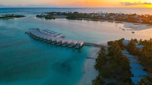 Private beach, white sand, free beach cabanas, sun-loungers