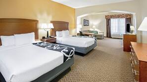 Premium bedding, desk, iron/ironing board, free cribs/infant beds