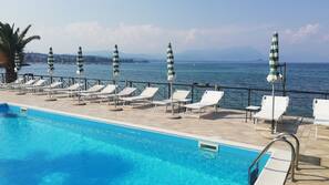 Outdoor pool, pool loungers