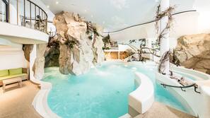 Indoor pool, open 8 AM to 8 PM, sun loungers